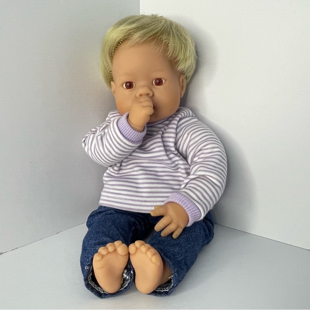 Classic Baby Doll in Lavender Striped Top and Denim Pants